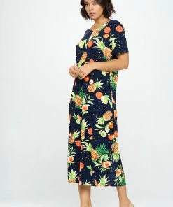 Jostar Women's Stretchy Long Dress Short Sleeve Print-702BN-SRP1-W327 Dresses