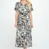 Jostar Stretchy Long Dress Short Sleeve Print-702BN-SRP1-W329