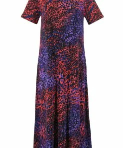 Long Length Jostar Women's Stretchy Long Dress Short Sleeve Print-702BN-SRP1-W001