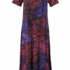 Long Length Jostar Women's Stretchy Long Dress Short Sleeve Print-702BN-SRP1-W001