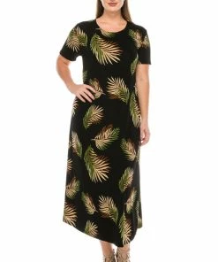 Long Length Jostar Women's Stretchy Long Dress Short Sleeve Print-702BN-SRP1-W002