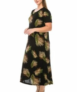 Long Length Jostar Women's Stretchy Long Dress Short Sleeve Print-702BN-SRP1-W002