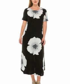 Jostar Women's Stretchy Long Dress Short Sleeve Print-702BN-SRP1-W113