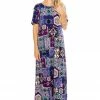 Long Length Jostar Women's Stretchy Long Dress Short Sleeve Print-702BN-SRP1-W166