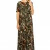 Jostar Women's Stretchy Long Dress Short Sleeve Print-702BN-SRP1-W167 Long Length