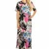Long Length Jostar Women's Stretchy Long Dress Short Sleeve Print-702BN-SRP1-W169