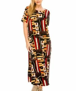 Plus Size Jostar Women's Stretchy Long Dress Short Sleeve Plus Plus, 702BN-SXP-W186