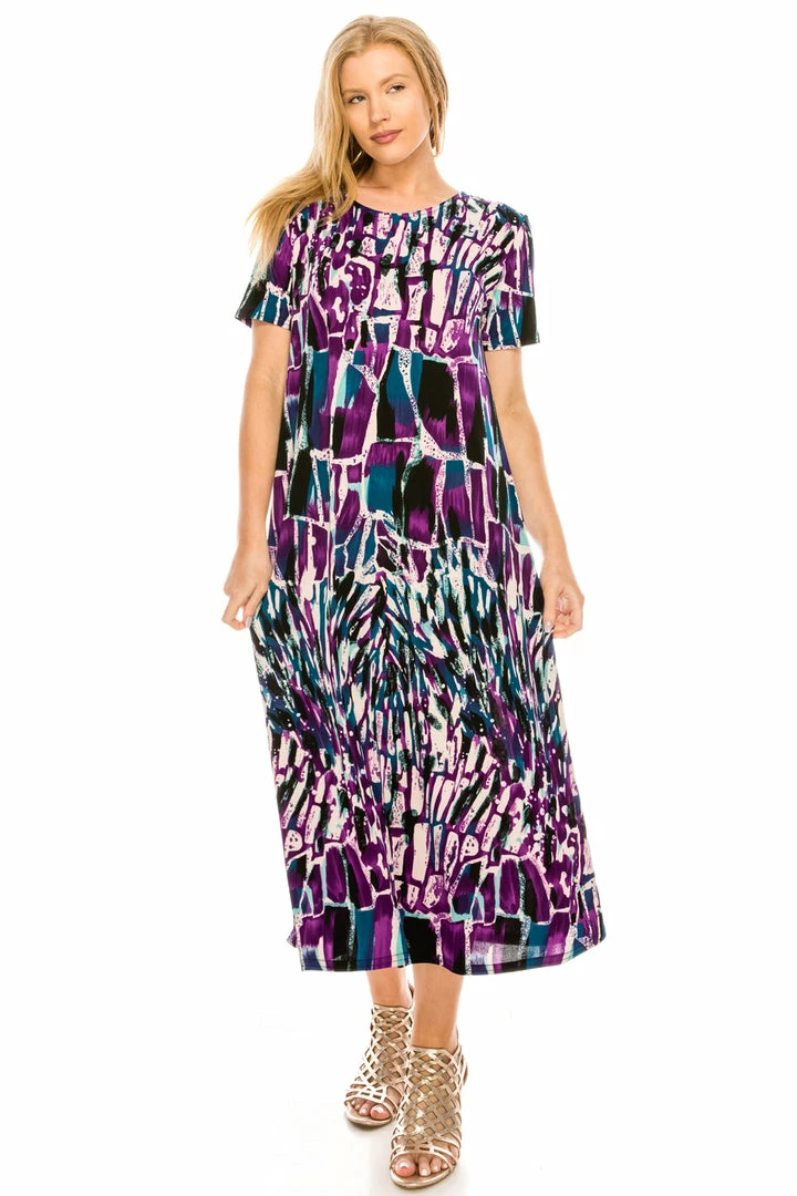 Plus Size Jostar Women's Stretchy Long Dress Short Sleeve Plus Plus, 702BN-SXP-W195