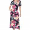 Jostar Dresses Stretchy Long Dress Short Sleeve Print-702BN-SRP1-W214