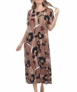 Long Length Jostar Women's Stretchy Long Dress Short Sleeve Print-702BN-SRP1-W239