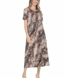 Jostar Ostar Women's Stretchy Long Dress Short Sleeve Plus Plus, 702BN-SXP1-W248 Long Length