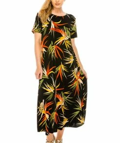 Plus Size Jostar Women's Stretchy Long Dress Short Sleeve Plus Plus, 702BN-SXP-W679