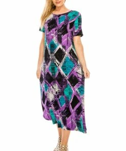 Jostar Women's Stretchy Long Dress Short Sleeve Plus Plus, 702BN-SXP-W180 Plus Size