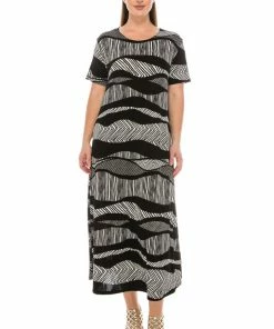 Jostar Women's Stretchy Long Dress Short Sleeve Plus Plus, 702BN-SXP-W715