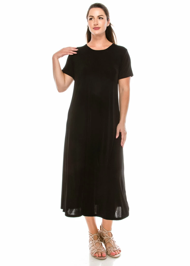 Jostar Women's Stretchy Long Dress Short Sleeve Plus, 702BN-SX Plus Size