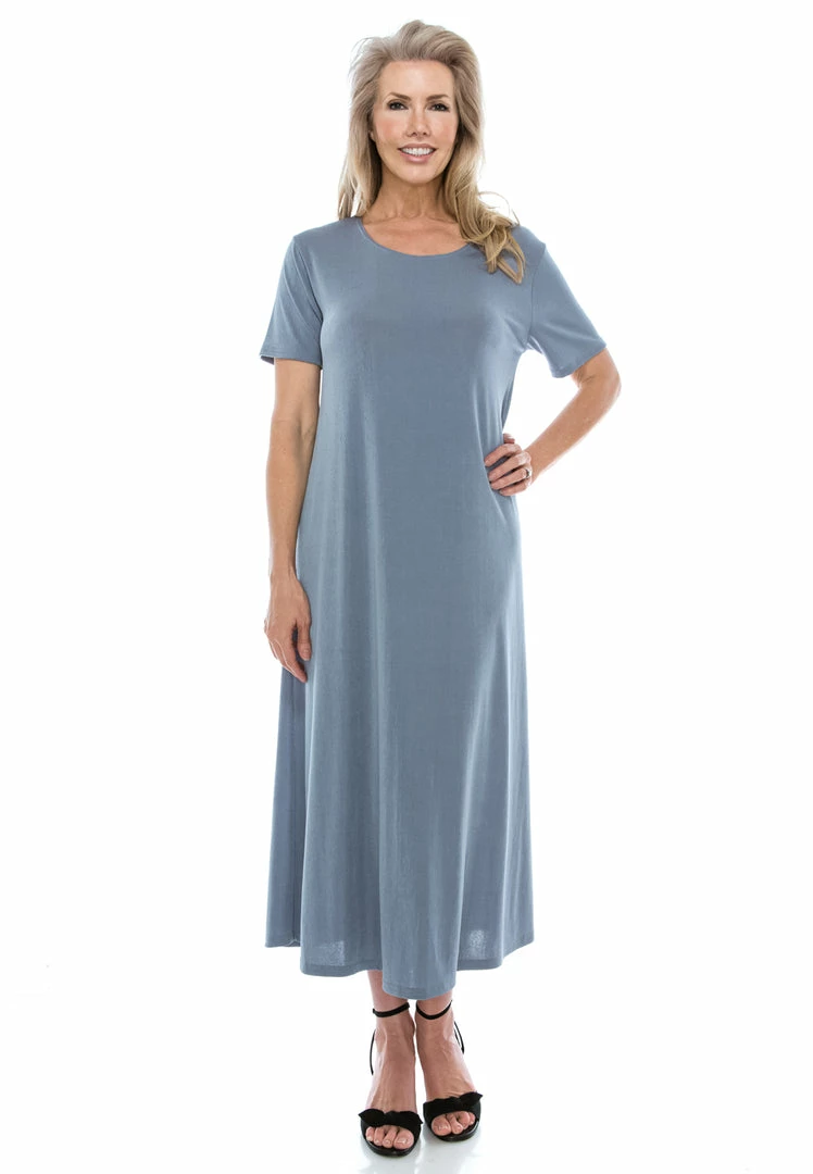 Jostar Women's Stretchy Long Dress Short Sleeve Plus, 702BN-SX Plus Size