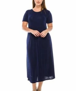 Jostar Women's Stretchy Long Dress Short Sleeve Plus, 702BN-SX Plus Size