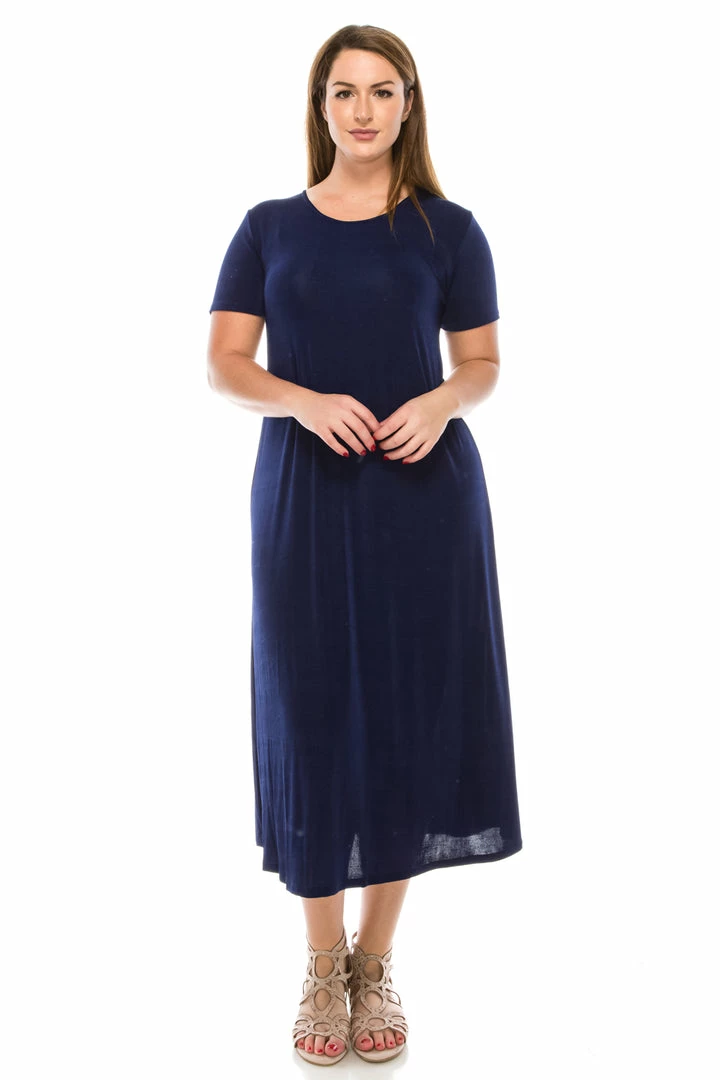 Jostar Women's Stretchy Long Dress Short Sleeve Plus, 702BN-SX Plus Size
