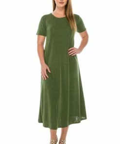 Jostar Women's Stretchy Long Dress Short Sleeve Plus, 702BN-SX Plus Size