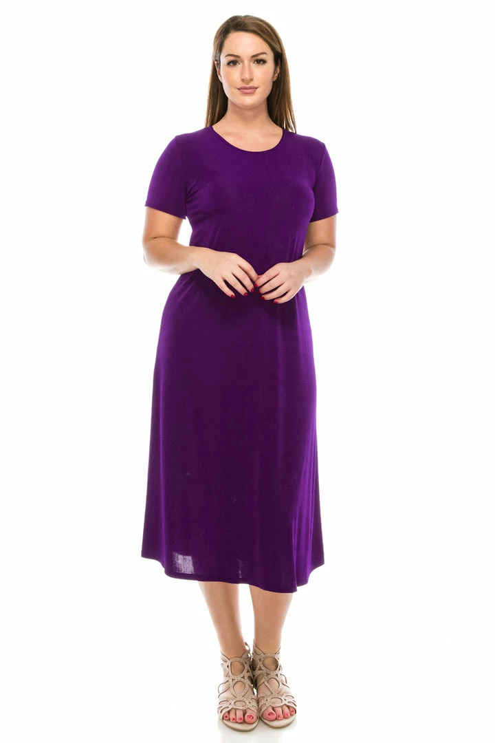 Jostar Women's Stretchy Long Dress Short Sleeve Plus, 702BN-SX Plus Size