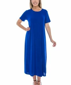 Jostar Women's Stretchy Long Dress Short Sleeve Plus, 702BN-SX Plus Size