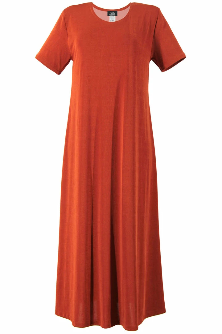Jostar Women's Stretchy Long Dress Short Sleeve Plus, 702BN-SX Plus Size
