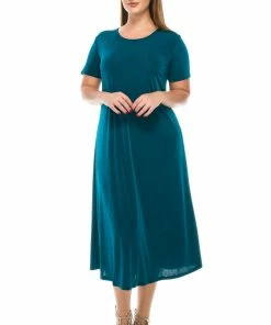 Jostar Women's Stretchy Long Dress Short Sleeve Plus, 702BN-SX Plus Size