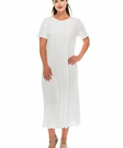 Jostar Women's Stretchy Long Dress Short Sleeve Plus, 702BN-SX Plus Size