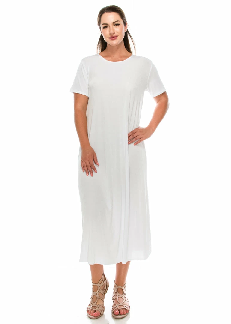 Jostar Women's Stretchy Long Dress Short Sleeve Plus, 702BN-SX Plus Size