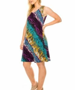 Jostar Women's Stretchy Missy Tank Dress Print Plus, 703BN-TXP-W182 Plus Size