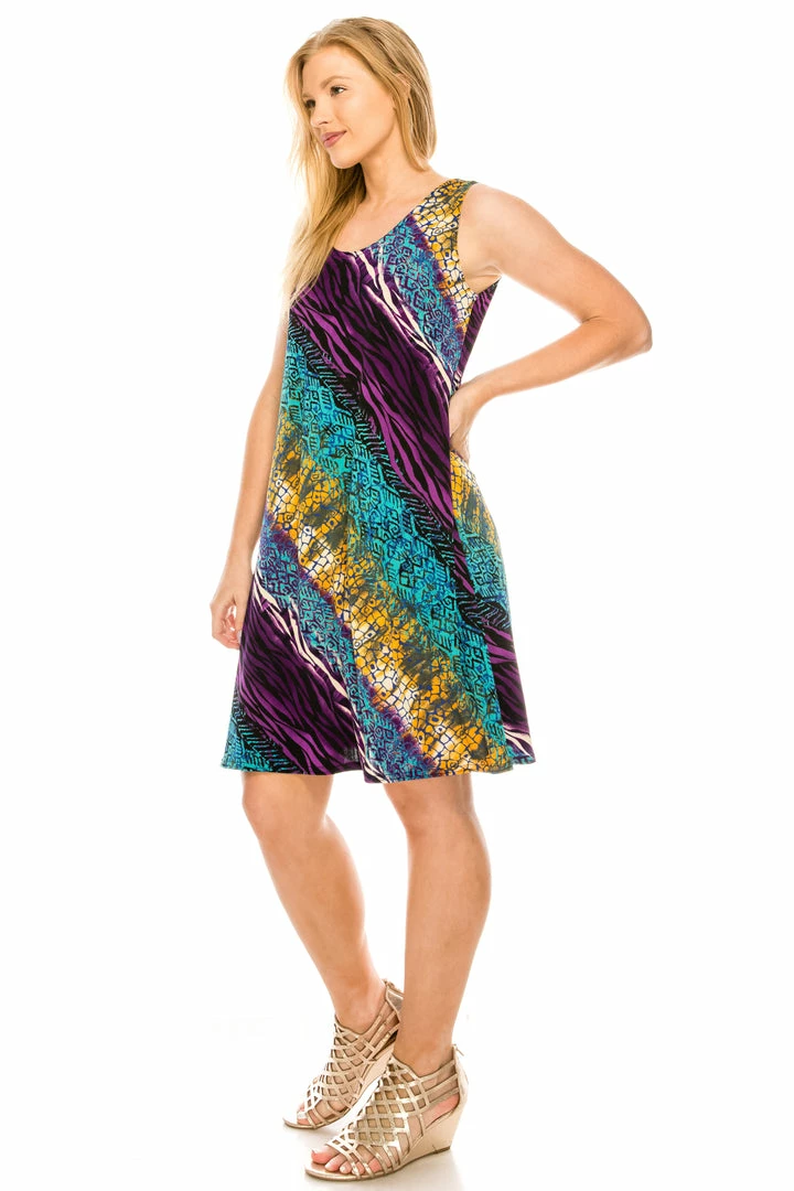 Jostar Women's Stretchy Missy Tank Dress Print Plus, 703BN-TXP-W182 Plus Size