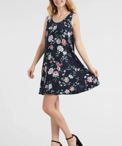 Jostar Women's Stretchy Missy Tank Dress Print Plus, 703BN-TXP-W211 Plus Size