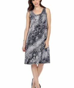 Jostar Online Stretchy Missy Tank Dress Print Plus, 703BN-TXP-W248 Plus Size