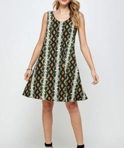 Jostar Women's Stretchy Missy Tank Dress Print-703BN-TRP1-W290 Short Length