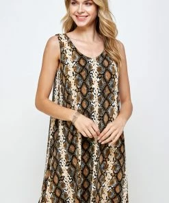 Jostar Women's Stretchy Missy Tank Dress Print-703BN-TRP1-W290 Short Length