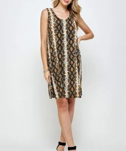 Tops Jostar Women's Stretchy Missy Tank Dress Print Plus, 703BN-TXP-W290