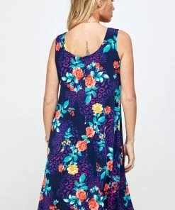 Plus Size Jostar Women's Stretchy Missy Tank Dress Print Plus, 703BN-TXP-W301