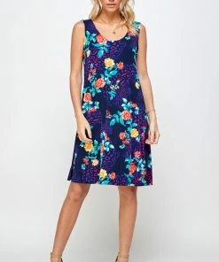 Plus Size Jostar Women's Stretchy Missy Tank Dress Print Plus, 703BN-TXP-W301