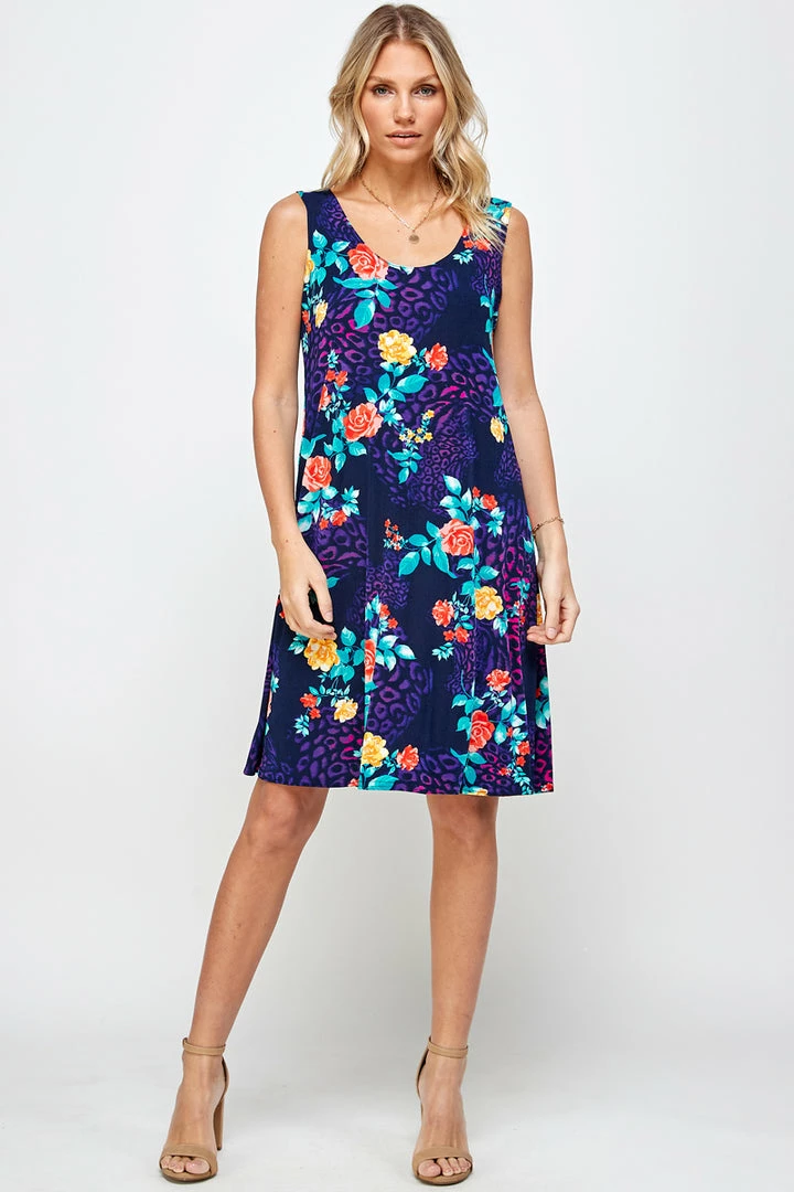 Plus Size Jostar Women's Stretchy Missy Tank Dress Print Plus, 703BN-TXP-W301