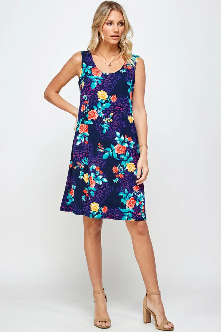 Plus Size Jostar Women's Stretchy Missy Tank Dress Print Plus, 703BN-TXP-W301