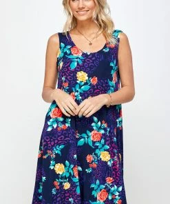 Plus Size Jostar Women's Stretchy Missy Tank Dress Print Plus, 703BN-TXP-W301