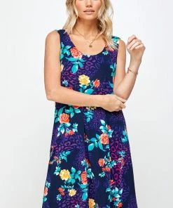 Plus Size Jostar Women's Stretchy Missy Tank Dress Print Plus, 703BN-TXP-W301