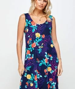 Plus Size Jostar Women's Stretchy Missy Tank Dress Print Plus, 703BN-TXP-W301