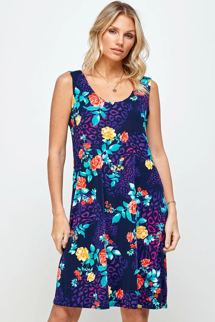 Plus Size Jostar Women's Stretchy Missy Tank Dress Print Plus, 703BN-TXP-W301