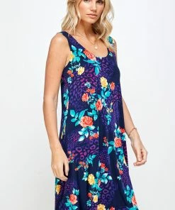 Plus Size Jostar Women's Stretchy Missy Tank Dress Print Plus, 703BN-TXP-W301