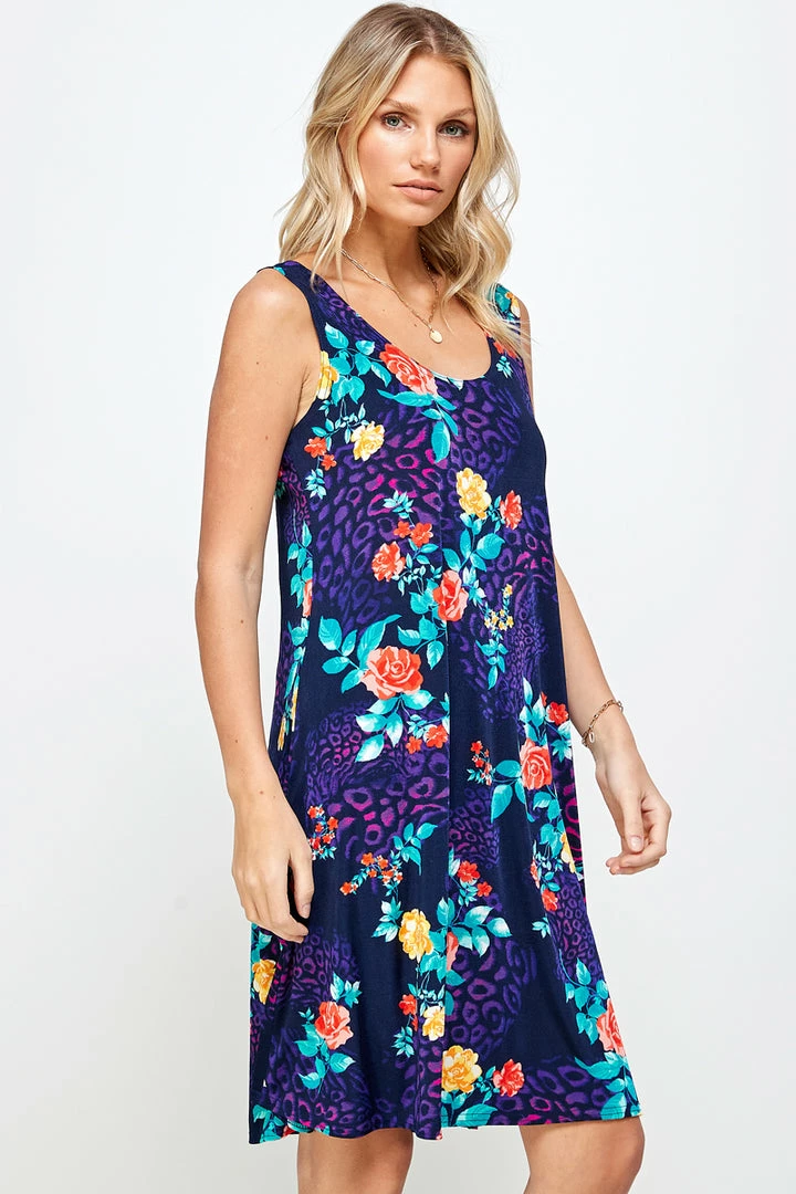Plus Size Jostar Women's Stretchy Missy Tank Dress Print Plus, 703BN-TXP-W301
