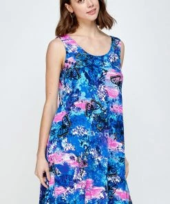 Plus Size Jostar Women's Stretchy Missy Tank Dress Print Plus, 703BN-TXP-W305