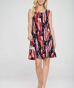 Jostar American Print Missy Tank Dress-703BN-TRP1-W306 Dresses