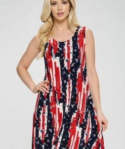 Jostar American Print Missy Tank Dress Plus- 703BN-TXP-W306