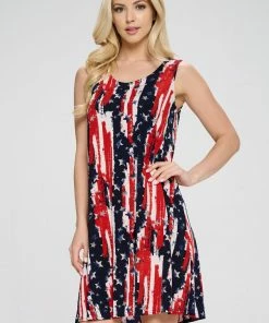 Jostar American Print Missy Tank Dress Plus- 703BN-TXP-W306